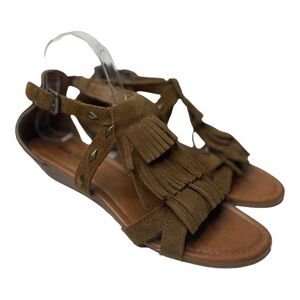 Minnetonka Women’s Brown Suede Fringe Boho Sandals